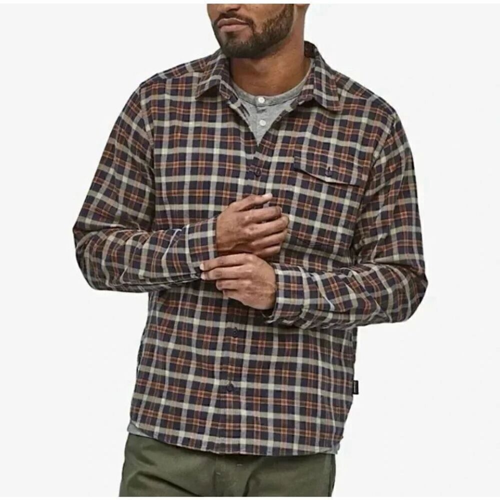 Patagonia Men's Lightweight Fjord Flannel Shirt Organic Cotton Soft Cozy SZ XXL